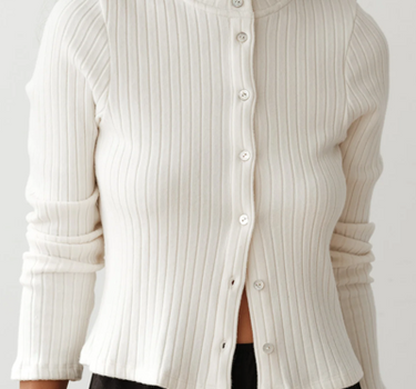 THE SWEATER RIB CARDI- CREAM