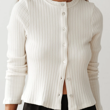 THE SWEATER RIB CARDI- CREAM