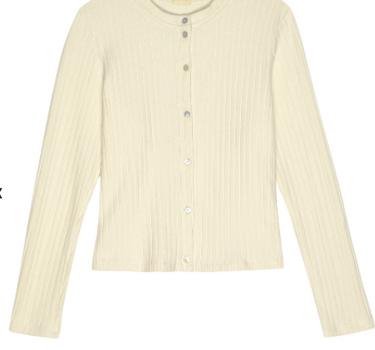 THE SWEATER RIB CARDI- CREAM