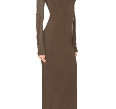 VERONA CREWNECK MAXI DRESS- FOSSIL CAST