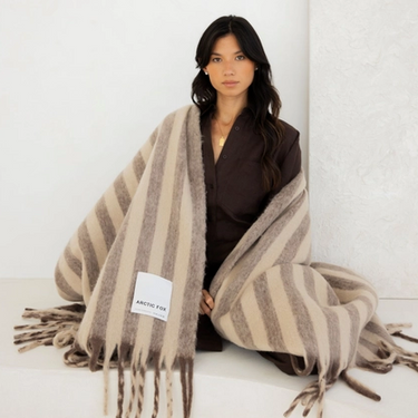 The Wool Stripe Throw - Burnt Umber Stripe