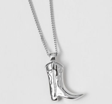 Cowboy Boot Charm Necklace in Sterling Silver