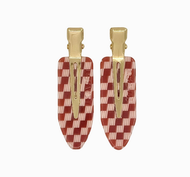 Creaseless Clips (Set of 2) — Maraschino Checker