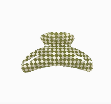 SuperClip Hair Claw — Olive Checker