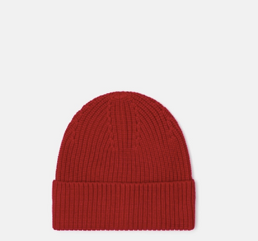 Merino Wool Beanie - Rosewood Red