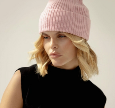 Merino Wool Beanie - Pink Blush