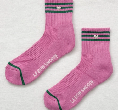 Embroidered Girlfriend Socks- Rose Pink