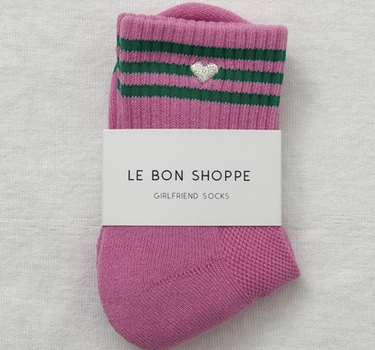 Embroidered Girlfriend Socks- Rose Pink