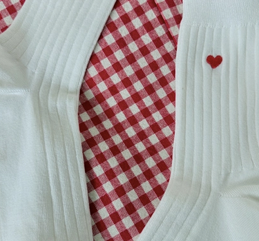 Embroidered Her Socks - Mercerized Combed Cotton Rib- Classic White