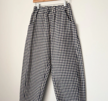 Gingham Arc Pants- Navy