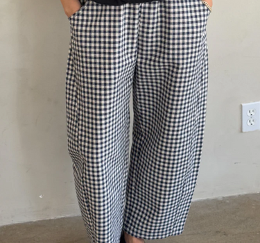 Gingham Arc Pants- Navy