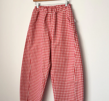 Gingham Arc Pants- Red