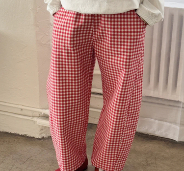 Gingham Arc Pants- Red