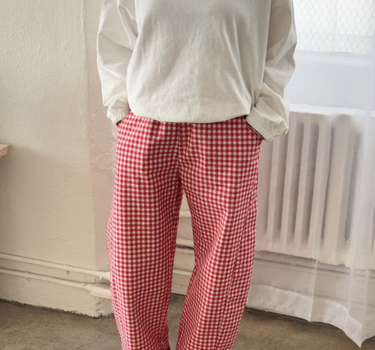 Gingham Arc Pants- Red