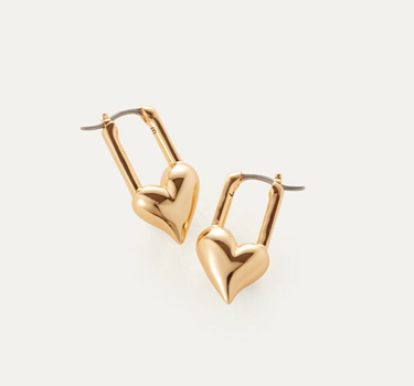 Padlock Heart Huggie Earrings