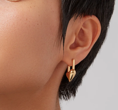 Padlock Heart Huggie Earrings