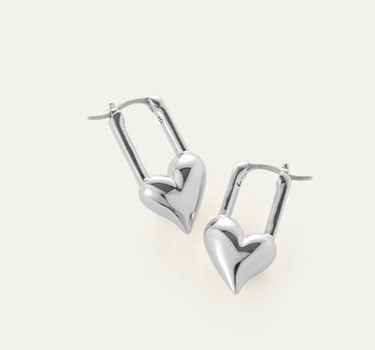 Padlock Heart Huggie Earrings