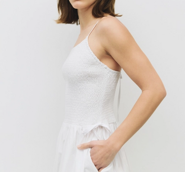 The Jenni Dress | Smocked Midi Dress with Side Ties