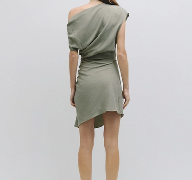 The Zyla Dress | Linen Blend Off-The-Shoulder Mini Dress