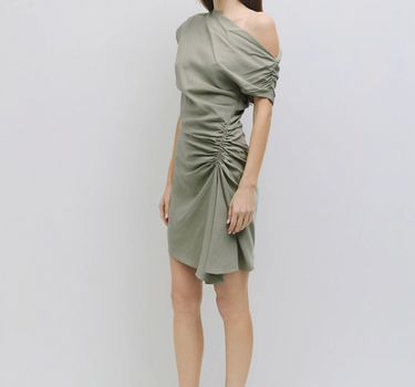 The Zyla Dress | Linen Blend Off-The-Shoulder Mini Dress