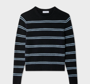 FINE COTTON BOUCLE STRIPED CREWNECK