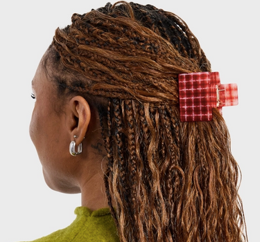 Midi Box Claw in Red Plaid