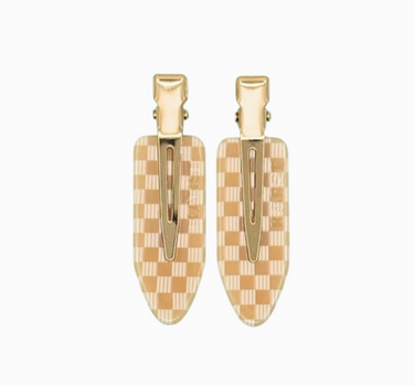 Creaseless Clips (Set of 2) — Peach Checker