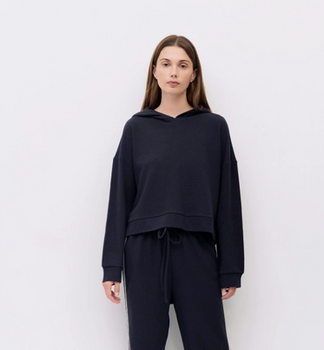 The Enzo Hoodie | Waffle Knit Hoodie- NAVY
