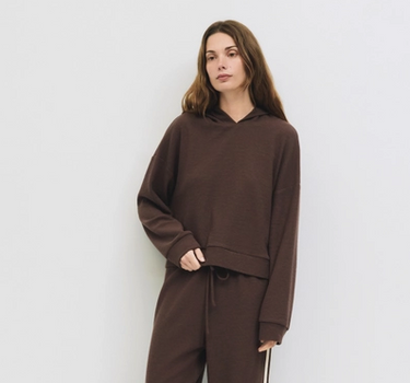 The Enzo Hoodie | Waffle Knit Hoodie- BROWN