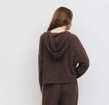 The Enzo Hoodie | Waffle Knit Hoodie- BROWN