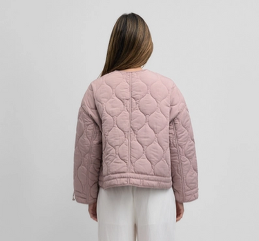 The Kara Jacket | Quilted Zip Jacket- Mauve