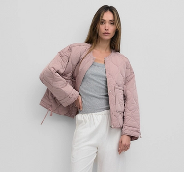The Kara Jacket | Quilted Zip Jacket- Mauve