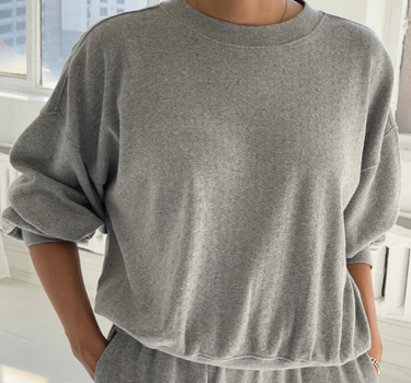 POINTELLE CORE SWEATSHIRT- HEATHER GREY