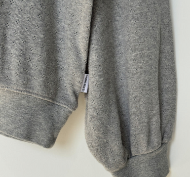 POINTELLE CORE SWEATSHIRT- HEATHER GREY