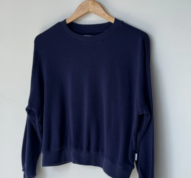 POINTELLE CORE SWEATSHIRT- NAVY