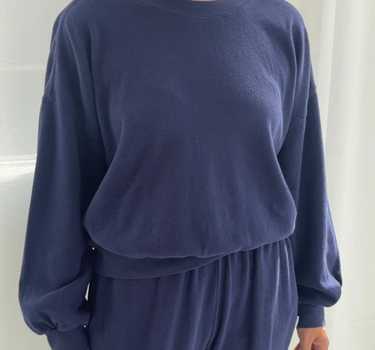 POINTELLE CORE SWEATSHIRT- NAVY