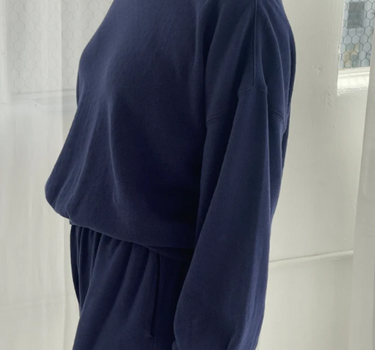 POINTELLE CORE SWEATSHIRT- NAVY