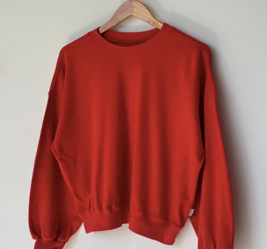 POINTELLE CORE SWEATSHIRT- RED APPLE