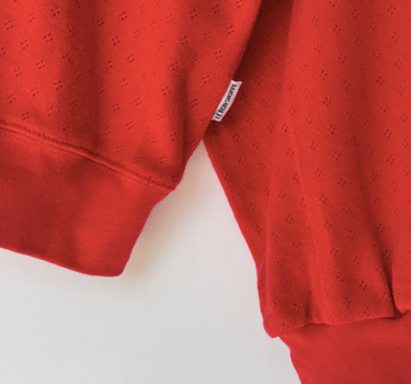 POINTELLE CORE SWEATSHIRT- RED APPLE