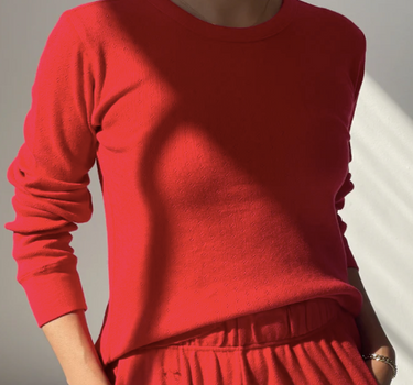 POINTELLE FUNDAMENTAL TEE- RED APPLE