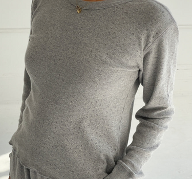POINTELLE FUNDAMENTAL TEE- HEATHER GREY
