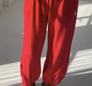 POINTELLE BALLOON PANTS- APPLE RED