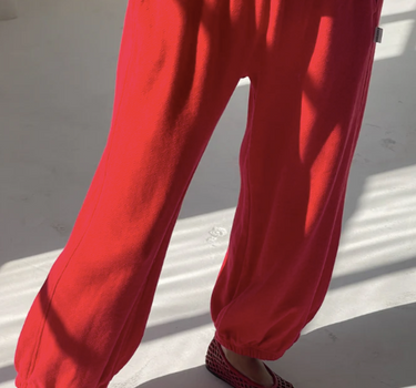 POINTELLE BALLOON PANTS- APPLE RED