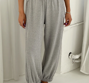 POINTELLE BALLOON PANTS- HEATHER GREY
