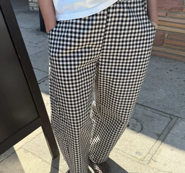 GINGHAM ARC PANTS- BLACK