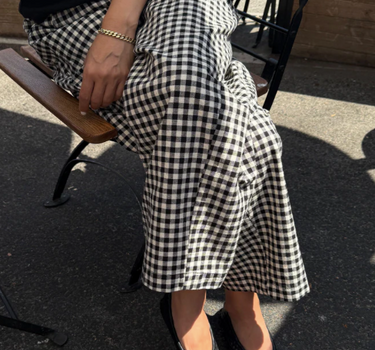 GINGHAM ARC PANTS- BLACK