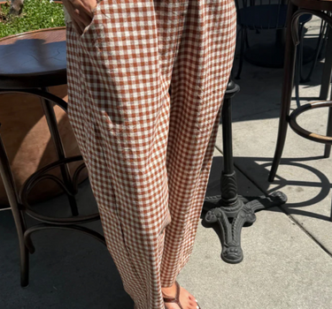 GINGHAM ARC PANTS- CINNAMON