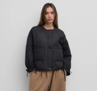 The Kara Jacket | Quilted Zip Jacket- Black