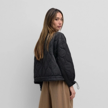 The Kara Jacket | Quilted Zip Jacket- Black