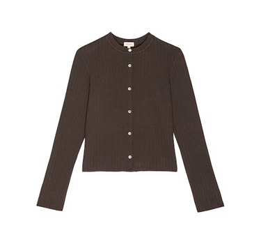 The Sweater Rib Cardi- Espresso